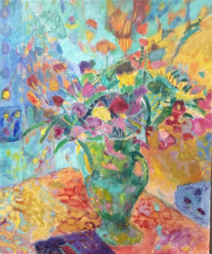 Vincent Joseph • <em>Flowers in a Green Vase</em> • Acrylic • 20″× 24″ • $750.00