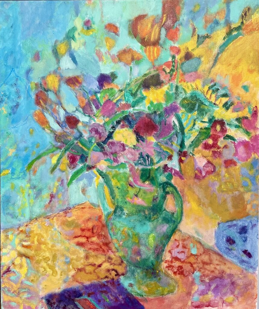 Vincent Joseph • <em>Flowers in a Green Vase 2</em> • Acrylic • 16″× 20″ • NFS