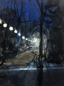 Austin MacRae • <em>Late Night Orbs</em> • Acrylic on board • 6″× 8″ • $150.00