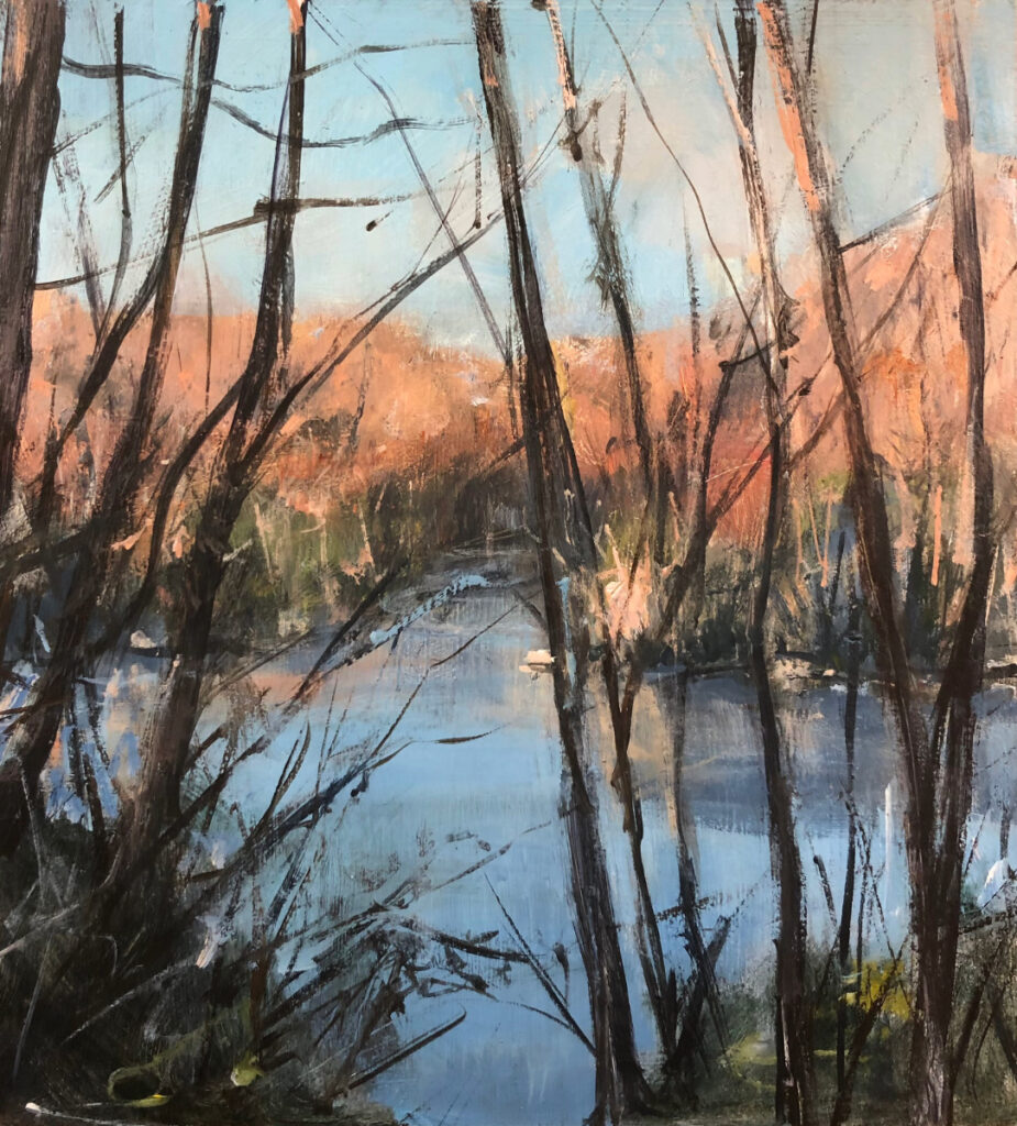 Austin MacRae • <em>Light Over Lake Tacoa</em> • Acrylic on board • 8″× 8½″ • $200.00