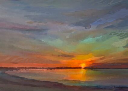 Daniel McPheeters • <em>North Cove</em> • Mixed media on panel • 24″× 17″ • $200.00