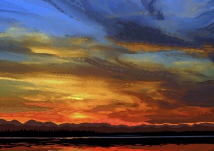 Daniel McPheeters • <em>Saranac</em> • Mixed media on panel • 24″× 17″ • $200.00