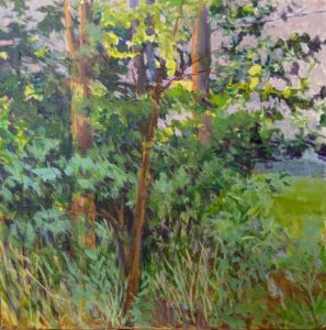 Diana Ozolins • <em>At the Blue Door Studio</em> • Acrylic on panel • 12″× 12″ • $325.00