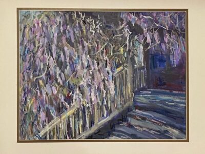 Hsiao-Pei Yang • <em>House of Wisteria</em> • Acrylic paint and oil pastel on board • 14″× 11″ • $350.00