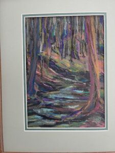 Hsiao-Pei Yang • <em>Winter Forest</em> • Acrylic and oil pastel on board • 10″× 8″ • $200.00