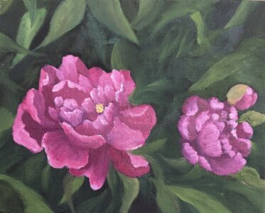 Patty L Porter • <em>Spring Delight ~ Peony I</em> • Oil on canvas • 10″× 8″ • $160.00