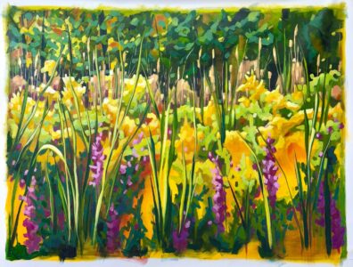 Cindy Kaufman&nbsp;• <em>Autumn Meadow</em>&nbsp;• Acrylic on gallery wrapped canvas&nbsp;• 36″×&nbsp;48″×&nbsp;1½″&nbsp;• NFS
