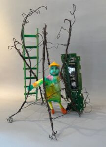 Jane Dennis • <em>Wireless Media Trap</em> • Mixed media • 16″× 16″× 12″ • POR