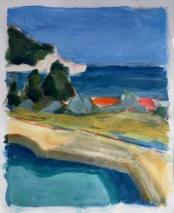 Linda Fazzary • <em>Skopelos</em> • Acrylic on paper • 17″× 21″ • NFS