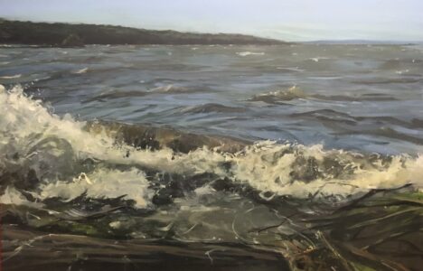 Austin MacRae • <em>Cayuga Wave</em> • Acrylic on board • 16″× 24″ • $650.00