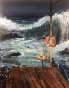 Austin MacRae • <em>Night Work</em> • Acrylic on cradled masonite • 24″× 30″ • $1,200.00