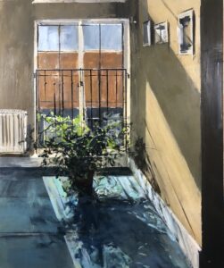 Austin MacRae • <em>Sun Shapes</em> • Acrylic on cradled masonite • 20″× 24″ • $800.00