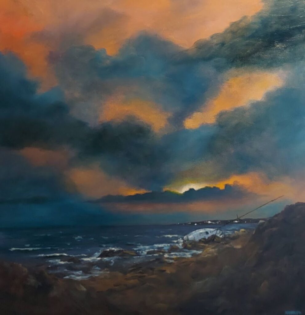 Annemiek Haralson • <em>I Told You This Was a Bad Idea</em> • Oil • 24″× 24″ • $525.00