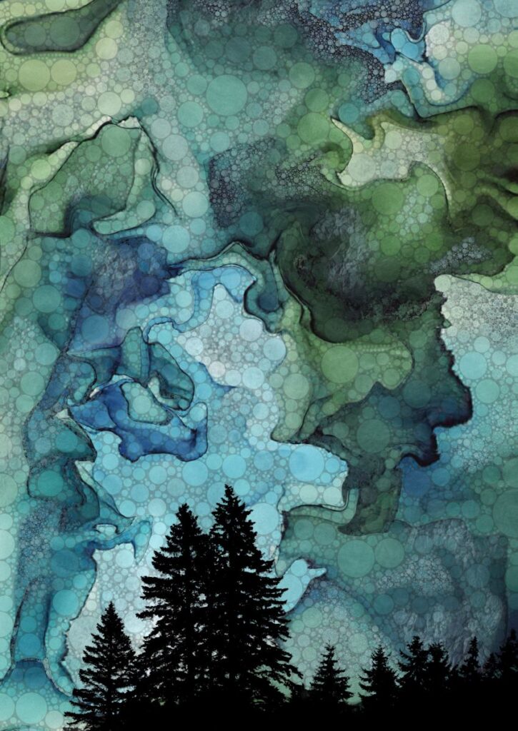 Daniel McPheeters • <em>Atmospheric Turbulence</em> • Mixed media on panel • 17″× 24″ • $200.00