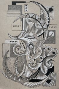 Patty L Porter • <em>Drawn Meditation #6</em> • Micron pen on paper • 11″× 14″ • $125.00