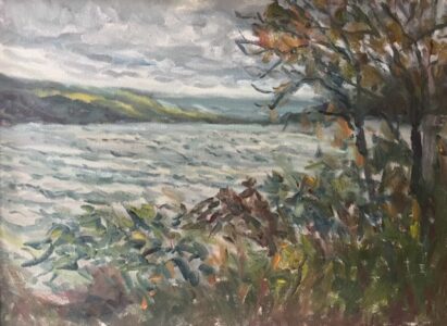 Hsiao-Pei Yang • <em>Storm Aproaching, Salt Point</em> • Oil on canvas • 16″× 12″ • $380.00