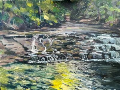 Hsiao-Pei Yang • <em>Songs of a Creek, Brooktondale</em> • Oil on board • 14″× 11″ • $450.00