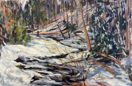 Hsiao-Pei Yang • <em>Winter at Cornell Plantation</em> • Acrylic paint on watercolor paper • 17″× 11″ • $320.00