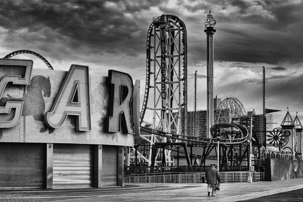 A.M. Dunford • <em>Coney Island Winter</em> • Photographic print, framed • 24″× 16″ • $165.00