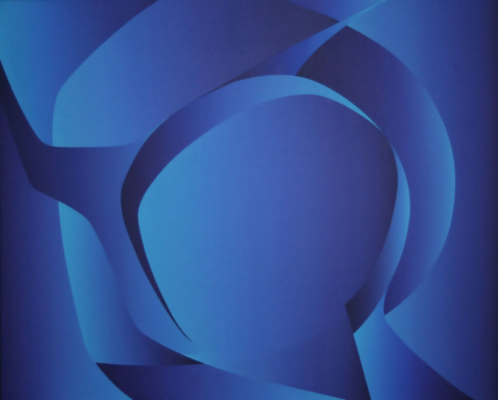 Frances L. Fawcett • <em>Spring Motions</em> • Acrylic on canvas • 25″× 30″ • On loan from the collection of Rachel & Bradley Bostrom