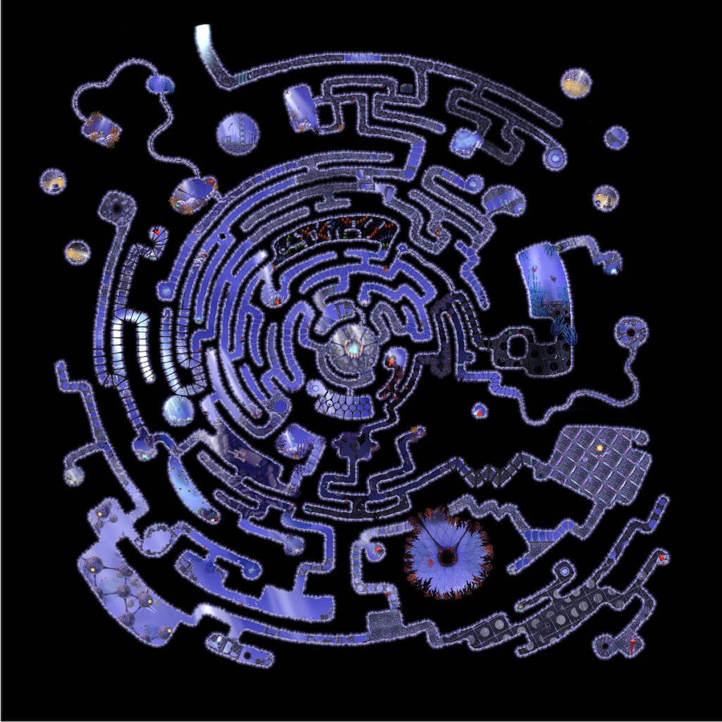 Frances L. Fawcett • <em>Wheel Maze 2</em> • Ultrachrome ink on canvas • 30″× 30″ • NFS