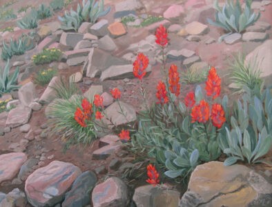 Frances L. Fawcett • <em>Wyoming Paintbrush</em> • Acrylic on canvas • 30½″× 24½″ • $950.00<a class="purchase" href="https://state-of-the-art-gallery.square.site/product/frances-l-fawcett-wyoming-paintbrush/PZBSRHYUL2FNNQSGVHNQYEE4" target="_blank">Buy</a>