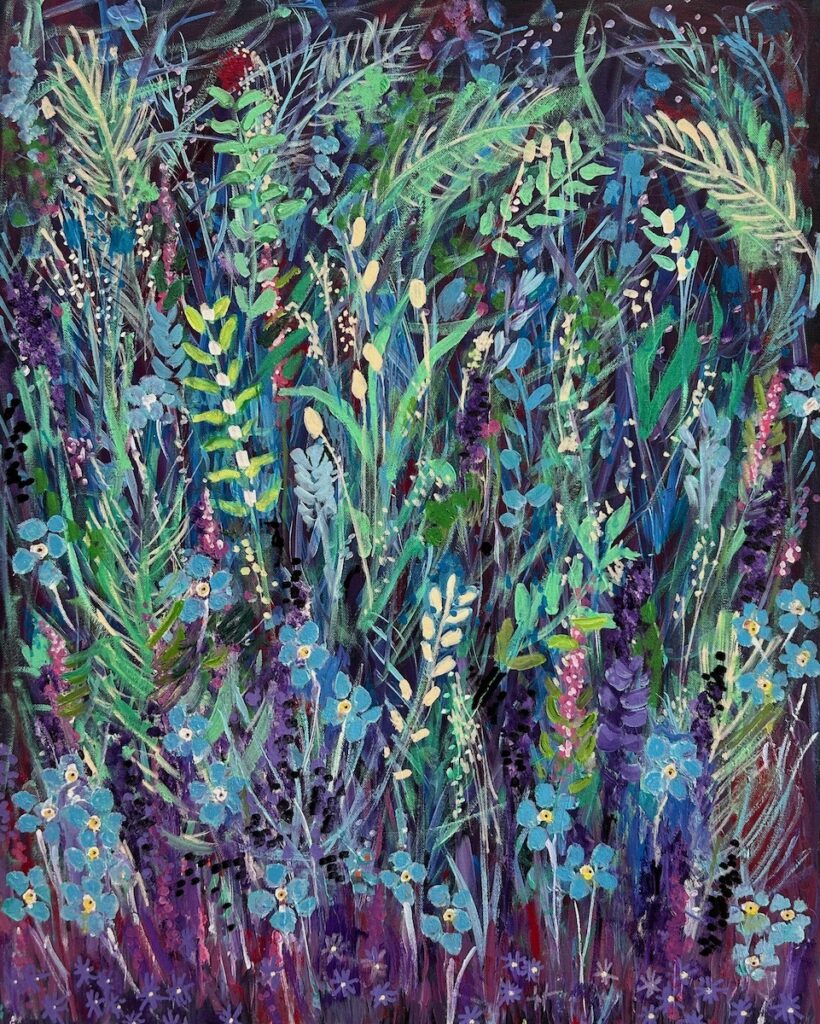 Ethel Vrana • <em>Field Forget-me-nots</em> • Oil on canvas • 24″× 30″ • $770.00<a class="purchase" href="https://state-of-the-art-gallery.square.site/product/ethel-vrana-field-forget-me-nots/IXKFDJ42JG55GKT7MM7M6EBB" target="_blank">Buy</a>