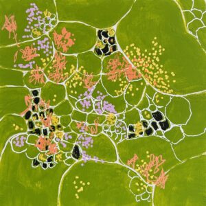 Ethel Vrana • <em>Rock Garden</em> • Acrylic on wood panel • 12″× 12″ • $225.00<a class="purchase" href="https://state-of-the-art-gallery.square.site/product/ethel-vrana-rock-garden/6HJCZK6D26A3GUKUQ6GRFAOK" target="_blank">Buy</a>