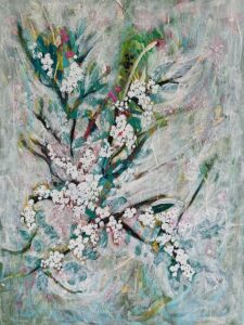 Ethel Vrana • <em>Snowberry Bush</em> • Acrylic on wood panel • 12″× 16″ • $300.00<a class="purchase" href="https://state-of-the-art-gallery.square.site/product/ethel-vrana-snowberry-bush/RJSHD2DTH4R2DCXH2PLOMDXB" target="_blank">Buy</a>