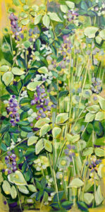 Cindy Kaufman&nbsp;• <em>Springtime Emersion</em>&nbsp;• Acrylic on gallery wrapped canvas&nbsp;• 20″×&nbsp;40″&nbsp;• $750.00