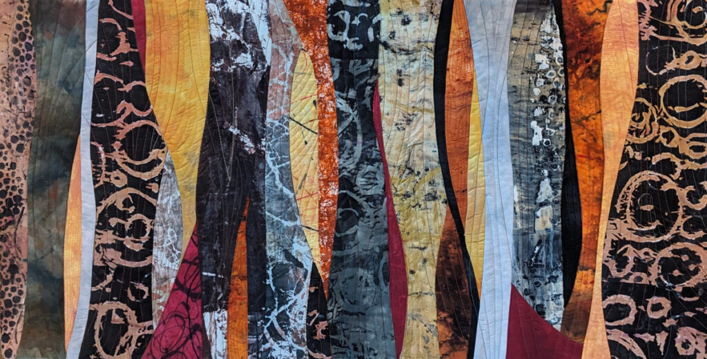 Barbara Behrmann • <em>Into the Woods</em> • Artist-dyed fabrics • 33½″× 17¼″ • $575.00