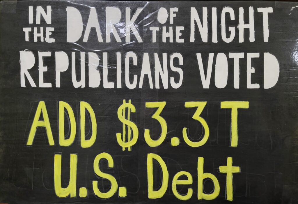 DemocracyDefenderPMB • <em>In the Dark of the Night Republicans Voted, Series of 20 Posters</em> • Acrylic on foam core, contact paper • 30″× 20″ • NFS