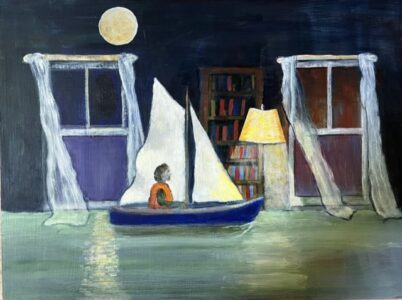 Jane Dennis • <em>Sailing Alone Around The Room</em> • Acrylic • 16″× 12″ • $400.00