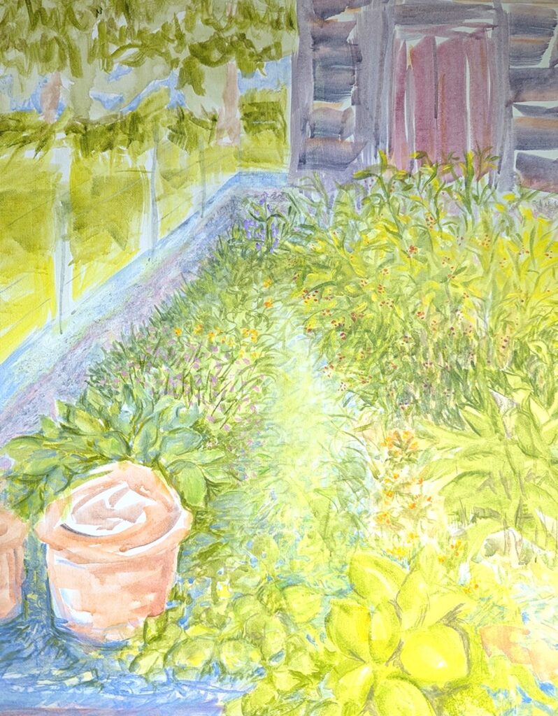 Cathy Emilian • <em>Garden at Ithaca</em> • Acrylic on canvas • 16″× 20″ • $500.00