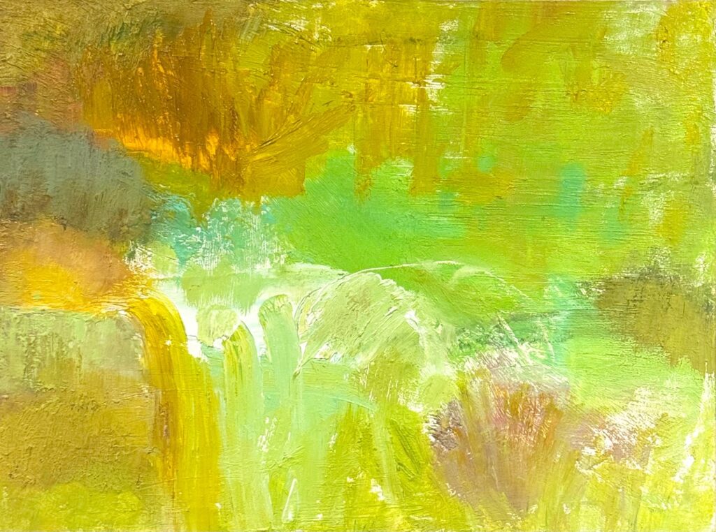 Ileen Kaplan • <em>Spring Greens</em> • Oil on panel • 12″× 9″ • $425.00