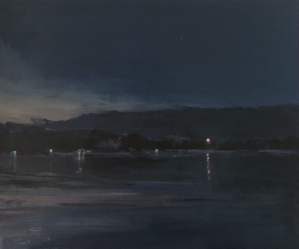 Austin MacRae • <em>Lake Nocturne</em> • Acrylic on masonite • 12″× 10″ • $350.00