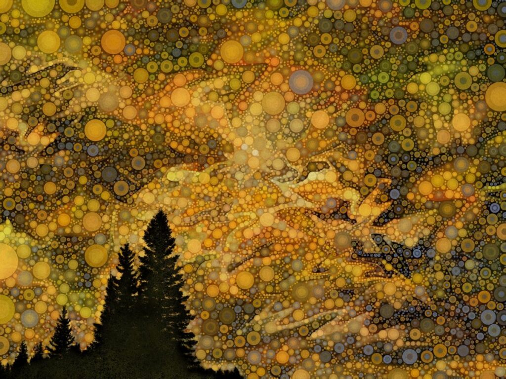 Daniel McPheeters • <em>Autumn Leaves</em> • Mixed media on panel • 24″× 17″ • $200.00