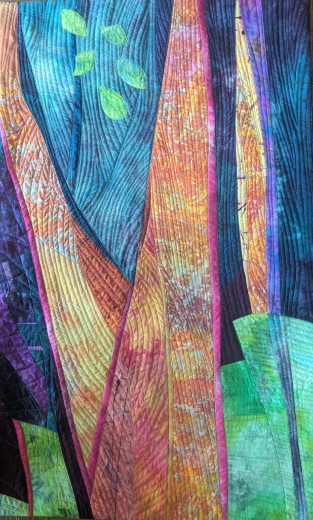 Barbara Behrmann&nbsp;• <em>Bird of Paradise</em>&nbsp;• Artist-dyed fabric&nbsp;• 23″×&nbsp;37½″&nbsp;• $650.00<a class="purchase" href="https://state-of-the-art-gallery.square.site/product/barbara-behrmann-bird-of-paradise/I42SCSE3PLFJPBJDC64K4TD2" target="_blank">Buy</a>