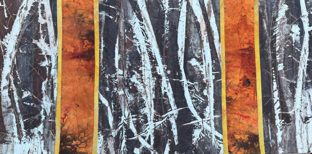 Barbara Behrmann&nbsp;• <em>Daylily Journey</em>&nbsp;• Artist-dyed fabric&nbsp;• 29″×&nbsp;14½″&nbsp;• $325.00<a class="purchase" href="https://state-of-the-art-gallery.square.site/product/barbara-behrmann-daylily-journey/33ER6NL5HCLVTL2A4CB5XQ5H" target="_blank">Buy</a>