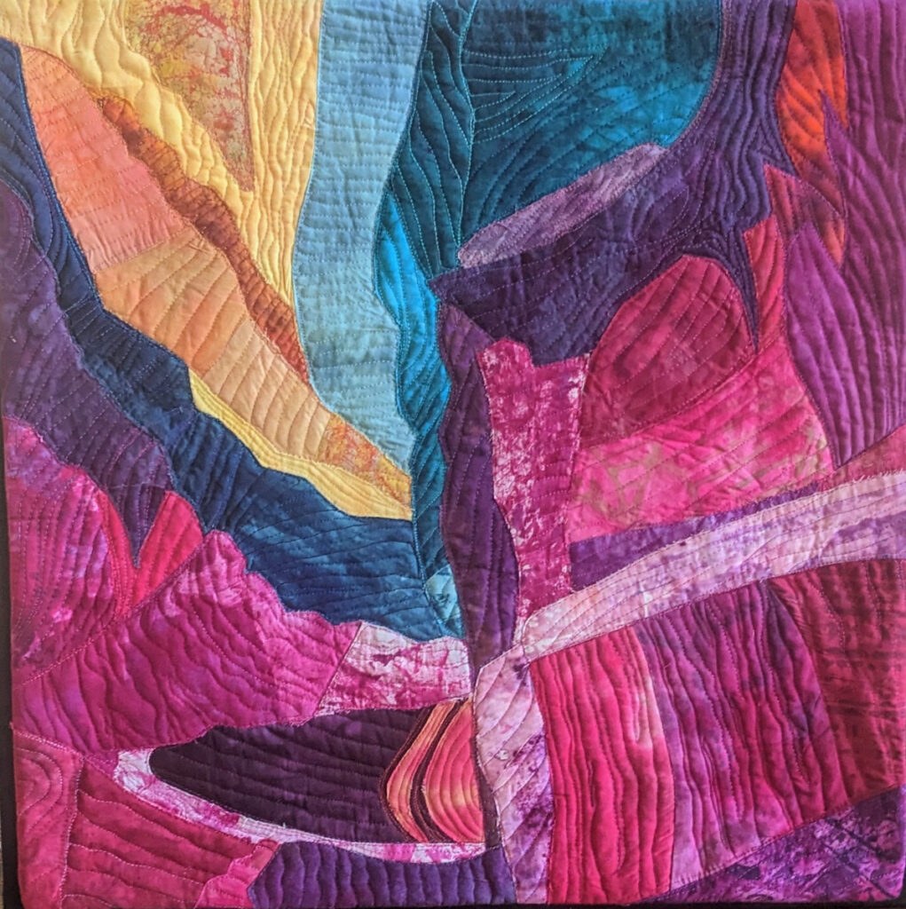 Barbara Behrmann&nbsp;• <em>Waterhole Canyon #2</em>&nbsp;• Artist-dyed fabric&nbsp;• 20″×&nbsp;20″&nbsp;• $445.00<a class="purchase" href="https://state-of-the-art-gallery.square.site/product/barbara-behrmann-waterhole-canyon-2/TOO2PNJD4T7CXQZGUJB2IEMG" target="_blank">Buy</a>