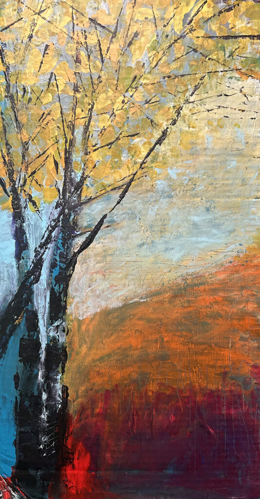 Darcy Binns • <em>Yellow Sky</em> • Acrylic on corrugated cardboard • 11″× 22″ • $285.00