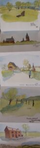 Annemiek Haralson&nbsp;• <em>Visiting the Netherlands</em>&nbsp;• Nfs&nbsp;• 4″×&nbsp;28″&nbsp;• Watercolor and pen