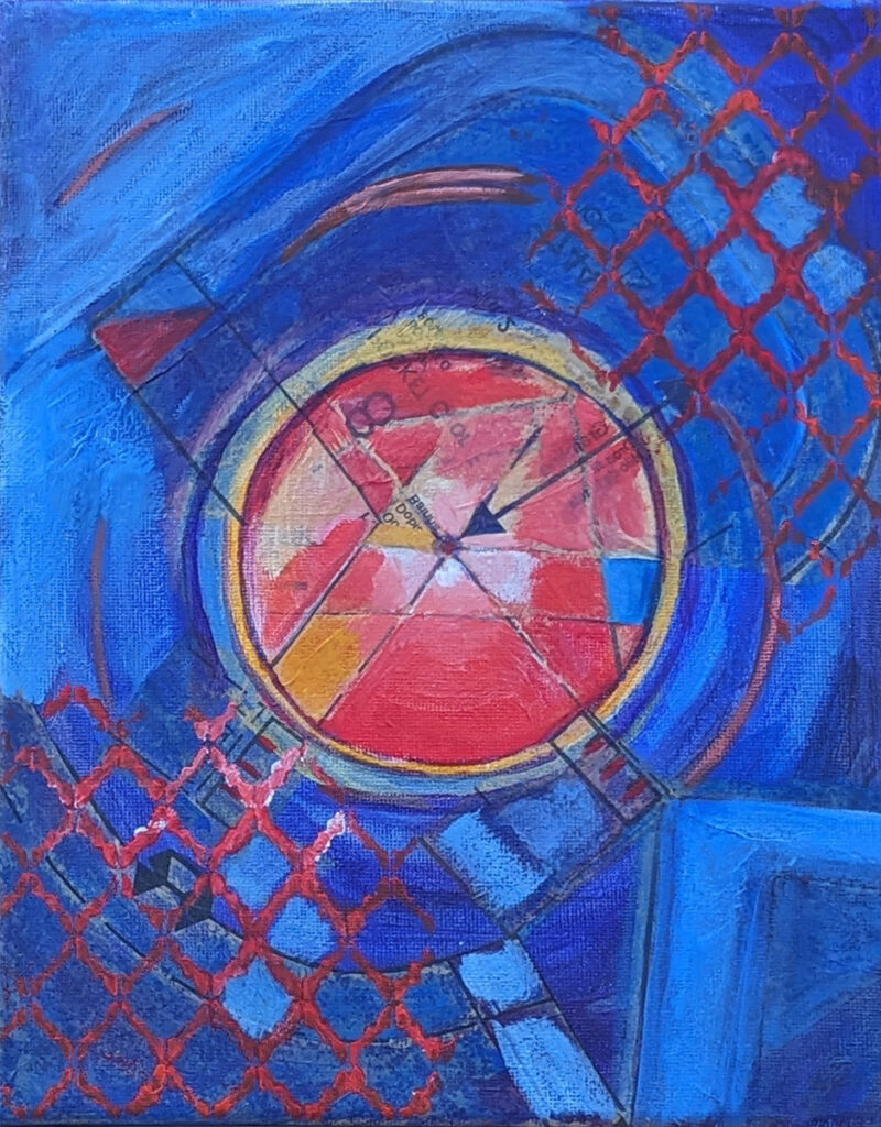 Katrina Morse&nbsp;• <em>A Place in the Grid</em>&nbsp;• Acrylic and tissue paper on canvas&nbsp;• 8″×&nbsp;10″&nbsp;• $60.00<a class="purchase" href="https://state-of-the-art-gallery.square.site/product/katrina-morse-a-place-in-the-grid/M7CZ6LC44QY4BYJRPLOOZH5E" target="_blank">Buy</a>