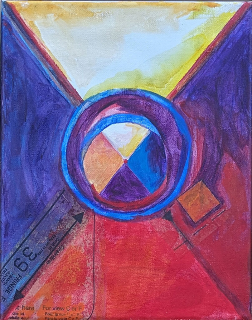 Katrina Morse&nbsp;• <em>All Parts of the Whole</em>&nbsp;• Acrylic and tissue paper on canvas&nbsp;• 8″×&nbsp;10″&nbsp;• $60.00<a class="purchase" href="https://state-of-the-art-gallery.square.site/product/katrina-morse-all-parts-of-the-whole/U2OKGDNJJ5JNXS4ORQTVLC6K" target="_blank">Buy</a>