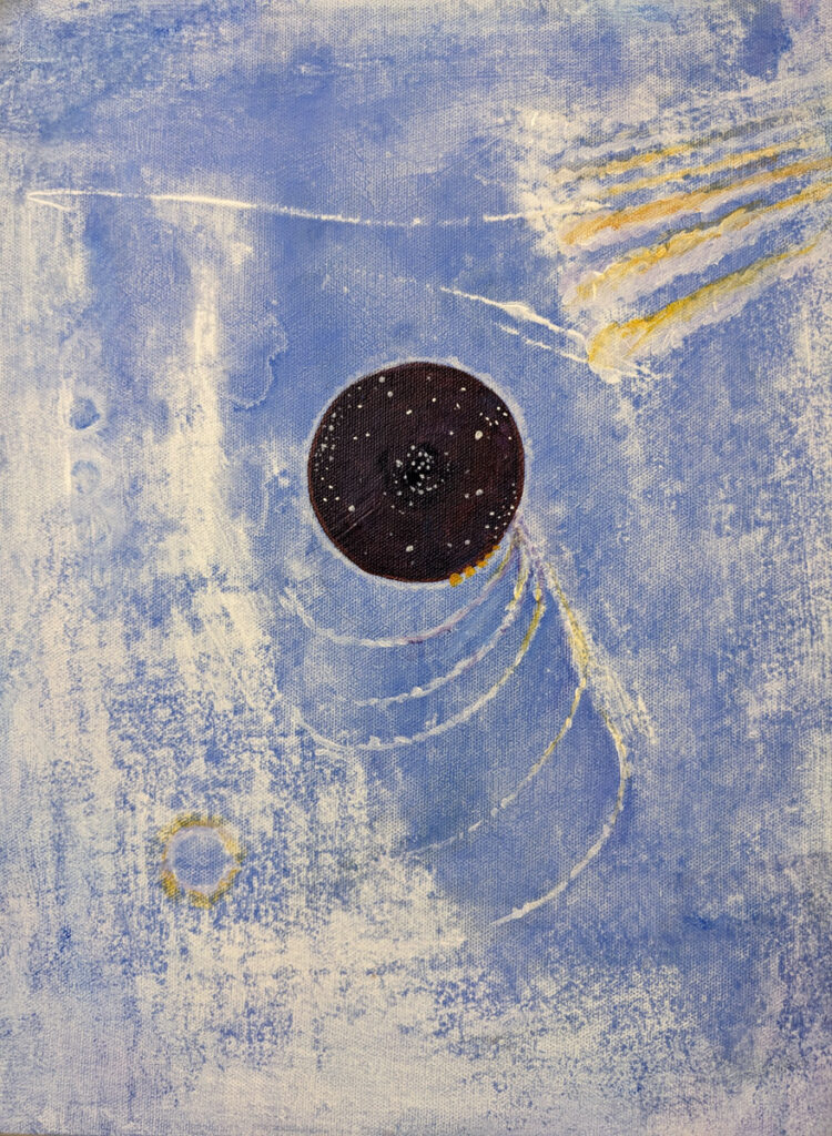 Katrina Morse&nbsp;• <em>Eclipse After Image</em>&nbsp;• Acrylic on canvas&nbsp;• 12″×&nbsp;16″&nbsp;• $275.00<a class="purchase" href="https://state-of-the-art-gallery.square.site/product/katrina-morse-eclipse-after-image/T6TPFNOJVDANFABT5SPXBBPK" target="_blank">Buy</a>