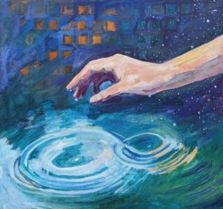 Katrina Morse&nbsp;• <em>Hope</em>&nbsp;• Acrylic on canvas&nbsp;• 18″×&nbsp;17″&nbsp;• $375.00<a class="purchase" href="https://state-of-the-art-gallery.square.site/product/katrina-morse-hope/WVDZ574KYAPZPUJJ3DSXWM7W" target="_blank">Buy</a>