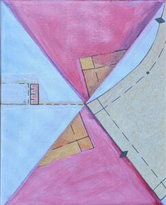 Katrina Morse&nbsp;• <em>Sizing Up Options</em>&nbsp;• Acrylic and tissue paper on canvas&nbsp;• 8″×&nbsp;10″&nbsp;• $60.00<a class="purchase" href="https://state-of-the-art-gallery.square.site/product/katrina-morse-sizing-up-options/DDSEWIPQXZYOFOI6LRGQQ6GG" target="_blank">Buy</a>