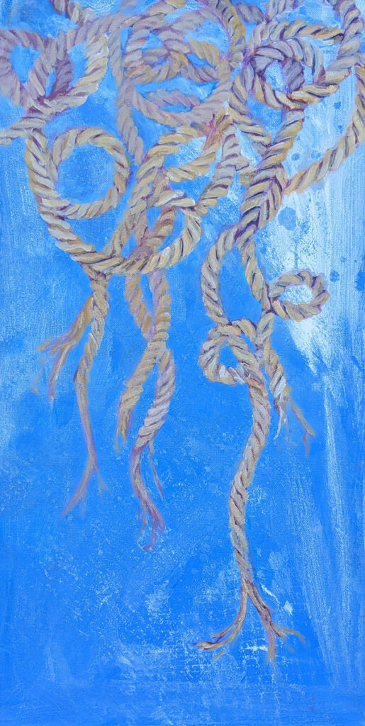 Katrina Morse&nbsp;• <em>Tangled</em>&nbsp;• Acrylic on canvas&nbsp;• 12″×&nbsp;24″&nbsp;• $350.00<a class="purchase" href="https://state-of-the-art-gallery.square.site/product/katrina-morse-tangled/KX5KA7OVZP2KVCLJIYS4WTEL" target="_blank">Buy</a>