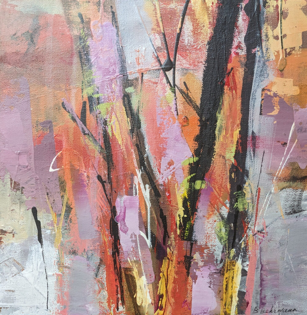 Barbara Behrmann • <em>October Grace</em> • Acrylic on stretched canvas • 12″× 12″ • $250.00