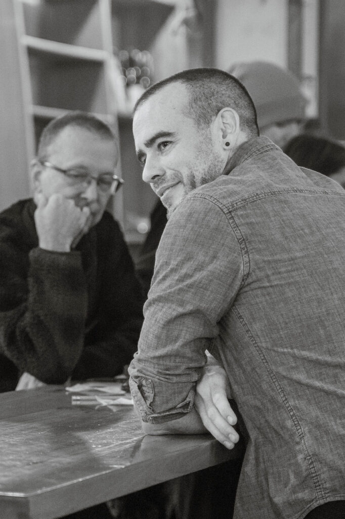 Susan C. Larkin&nbsp;• <em>Tim Stachecki and Zac Alling</em>&nbsp;• Archival digital print&nbsp;• 18″×&nbsp;24″&nbsp;• $300.00